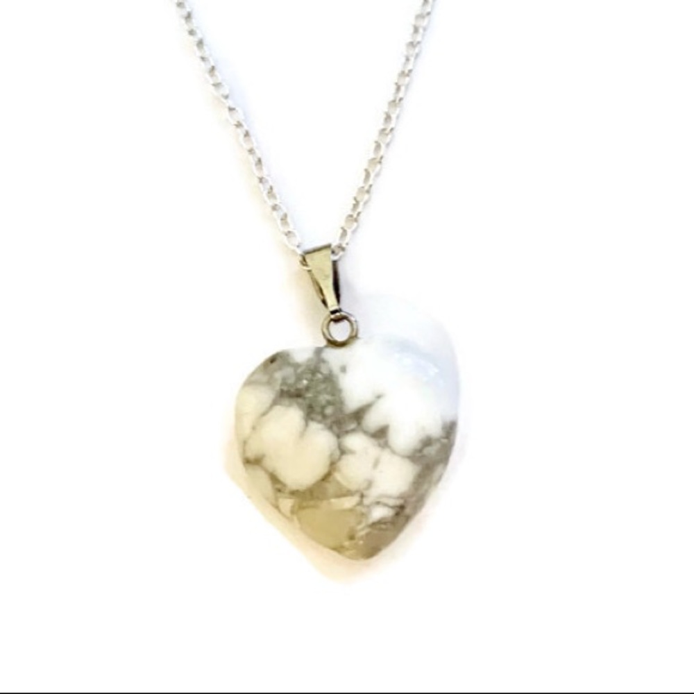 Crystal White Howlite Heart Reiki Necklace